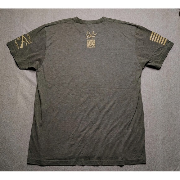 Grunt Style Shirt Mens XL Green Graphic Gas Mask American Flag Sleeve Ghost - Picture 4 of 8